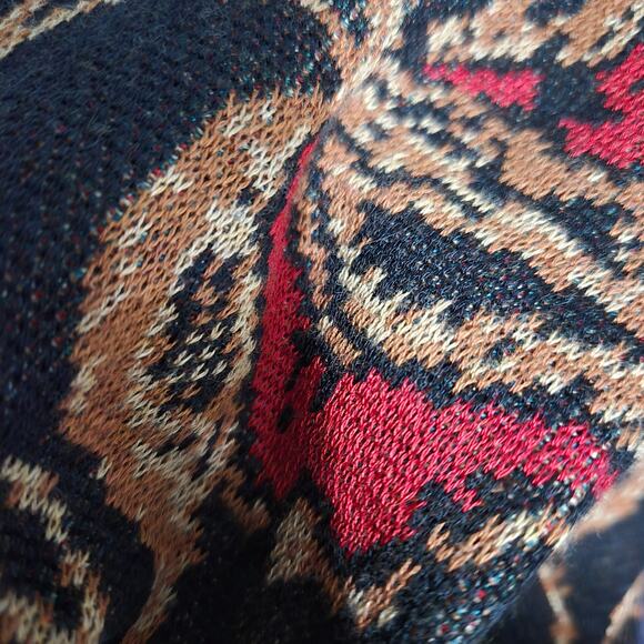 Peruvian Connection Floral Dress Black Tapestry Jacquard Long Sleeves Long Small - Picture 11 of 15